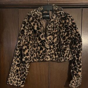 Fashion Nova Animal Print Teddy Jacket